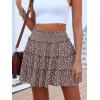 imageCaracilia Womens Summer Flowy Mini Skorts Skirts High Waist Ruffle Tiered Casual Cute Boho Beach Short Skirts Builtin ShortsBrown Floral