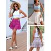 imageCaracilia Womens Summer Flowy Mini Skorts Skirts High Waist Ruffle Tiered Casual Cute Boho Beach Short Skirts Builtin ShortsHot Pink