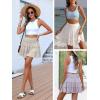 imageCaracilia Womens Summer Flowy Mini Skorts Skirts High Waist Ruffle Tiered Casual Cute Boho Beach Short Skirts Builtin ShortsKhaki