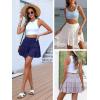 imageCaracilia Womens Summer Flowy Mini Skorts Skirts High Waist Ruffle Tiered Casual Cute Boho Beach Short Skirts Builtin ShortsNavy Blue
