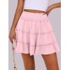imageCaracilia Womens Summer Flowy Mini Skorts Skirts High Waist Ruffle Tiered Casual Cute Boho Beach Short Skirts Builtin ShortsPink