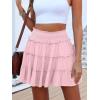 imageCaracilia Womens Summer Flowy Mini Skorts Skirts High Waist Ruffle Tiered Casual Cute Boho Beach Short Skirts Builtin ShortsPink