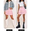 imageCaracilia Womens Summer Flowy Mini Skorts Skirts High Waist Ruffle Tiered Casual Cute Boho Beach Short Skirts Builtin ShortsPink