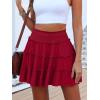 imageCaracilia Womens Summer Flowy Mini Skorts Skirts High Waist Ruffle Tiered Casual Cute Boho Beach Short Skirts Builtin ShortsRed