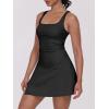 imageCaracilia Womens Tennis Dress Built in Shorts Square Neck Sleeveless Workout Athletic Mini Skort Dress Golf Summer OutfitsBlack