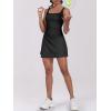 imageCaracilia Womens Tennis Dress Built in Shorts Square Neck Sleeveless Workout Athletic Mini Skort Dress Golf Summer OutfitsBlack