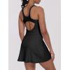 imageCaracilia Womens Tennis Dress Built in Shorts Square Neck Sleeveless Workout Athletic Mini Skort Dress Golf Summer OutfitsBlack