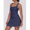 imageCaracilia Womens Tennis Dress Built in Shorts Square Neck Sleeveless Workout Athletic Mini Skort Dress Golf Summer OutfitsDark Blue