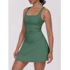 imageCaracilia Womens Tennis Dress Built in Shorts Square Neck Sleeveless Workout Athletic Mini Skort Dress Golf Summer OutfitsDark Green