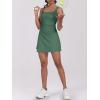 imageCaracilia Womens Tennis Dress Built in Shorts Square Neck Sleeveless Workout Athletic Mini Skort Dress Golf Summer OutfitsDark Green