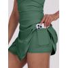 imageCaracilia Womens Tennis Dress Built in Shorts Square Neck Sleeveless Workout Athletic Mini Skort Dress Golf Summer OutfitsDark Green