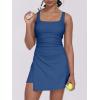 imageCaracilia Womens Tennis Dress Built in Shorts Square Neck Sleeveless Workout Athletic Mini Skort Dress Golf Summer OutfitsDeep Blue