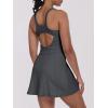 imageCaracilia Womens Tennis Dress Built in Shorts Square Neck Sleeveless Workout Athletic Mini Skort Dress Golf Summer OutfitsDeep Grey