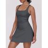 imageCaracilia Womens Tennis Dress Built in Shorts Square Neck Sleeveless Workout Athletic Mini Skort Dress Golf Summer OutfitsDeep Grey