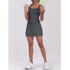 imageCaracilia Womens Tennis Dress Built in Shorts Square Neck Sleeveless Workout Athletic Mini Skort Dress Golf Summer OutfitsDeep Grey