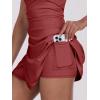 imageCaracilia Womens Tennis Dress Built in Shorts Square Neck Sleeveless Workout Athletic Mini Skort Dress Golf Summer OutfitsDeep Red