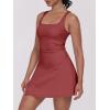 imageCaracilia Womens Tennis Dress Built in Shorts Square Neck Sleeveless Workout Athletic Mini Skort Dress Golf Summer OutfitsDeep Red