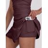 imageCaracilia Womens Tennis Dress Built in Shorts Square Neck Sleeveless Workout Athletic Mini Skort Dress Golf Summer OutfitsDeep Red Brown