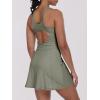 imageCaracilia Womens Tennis Dress Built in Shorts Square Neck Sleeveless Workout Athletic Mini Skort Dress Golf Summer OutfitsGrey Green