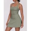 imageCaracilia Womens Tennis Dress Built in Shorts Square Neck Sleeveless Workout Athletic Mini Skort Dress Golf Summer OutfitsGrey Green