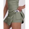 imageCaracilia Womens Tennis Dress Built in Shorts Square Neck Sleeveless Workout Athletic Mini Skort Dress Golf Summer OutfitsGrey Green
