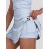 imageCaracilia Womens Tennis Dress Built in Shorts Square Neck Sleeveless Workout Athletic Mini Skort Dress Golf Summer OutfitsLight Blue