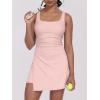 imageCaracilia Womens Tennis Dress Built in Shorts Square Neck Sleeveless Workout Athletic Mini Skort Dress Golf Summer OutfitsLight Pink