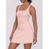 imageCaracilia Womens Tennis Dress Built in Shorts Square Neck Sleeveless Workout Athletic Mini Skort Dress Golf Summer OutfitsLight Pink