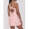 imageCaracilia Womens Tennis Dress Built in Shorts Square Neck Sleeveless Workout Athletic Mini Skort Dress Golf Summer OutfitsLight Pink
