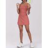 imageCaracilia Womens Tennis Dress Built in Shorts Square Neck Sleeveless Workout Athletic Mini Skort Dress Golf Summer OutfitsOrange Rust