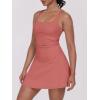 imageCaracilia Womens Tennis Dress Built in Shorts Square Neck Sleeveless Workout Athletic Mini Skort Dress Golf Summer OutfitsOrange Rust