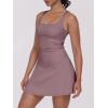 imageCaracilia Womens Tennis Dress Built in Shorts Square Neck Sleeveless Workout Athletic Mini Skort Dress Golf Summer OutfitsPurple Brown