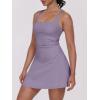 imageCaracilia Womens Tennis Dress Built in Shorts Square Neck Sleeveless Workout Athletic Mini Skort Dress Golf Summer OutfitsPurple Grey