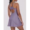 imageCaracilia Womens Tennis Dress Built in Shorts Square Neck Sleeveless Workout Athletic Mini Skort Dress Golf Summer OutfitsPurple Grey