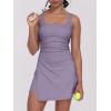 imageCaracilia Womens Tennis Dress Built in Shorts Square Neck Sleeveless Workout Athletic Mini Skort Dress Golf Summer OutfitsPurple Grey