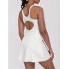 imageCaracilia Womens Tennis Dress Built in Shorts Square Neck Sleeveless Workout Athletic Mini Skort Dress Golf Summer OutfitsWhite