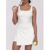 imageCaracilia Womens Tennis Dress Built in Shorts Square Neck Sleeveless Workout Athletic Mini Skort Dress Golf Summer OutfitsWhite