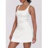 imageCaracilia Womens Tennis Dress Built in Shorts Square Neck Sleeveless Workout Athletic Mini Skort Dress Golf Summer OutfitsWhite