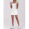 imageCaracilia Womens Tennis Dress Built in Shorts Square Neck Sleeveless Workout Athletic Mini Skort Dress Golf Summer OutfitsWhite