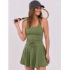 imageCaracilia Womens Tennis Mini Dresses Workout Built in Shorts Golf Athletic Sleeveless One Piece Summer Active Romper DressArmy Green
