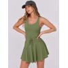imageCaracilia Womens Tennis Mini Dresses Workout Built in Shorts Golf Athletic Sleeveless One Piece Summer Active Romper DressArmy Green