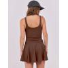 imageCaracilia Womens Tennis Mini Dresses Workout Built in Shorts Golf Athletic Sleeveless One Piece Summer Active Romper DressCoffee