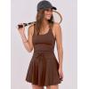 imageCaracilia Womens Tennis Mini Dresses Workout Built in Shorts Golf Athletic Sleeveless One Piece Summer Active Romper DressCoffee