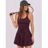 imageCaracilia Womens Tennis Mini Dresses Workout Built in Shorts Golf Athletic Sleeveless One Piece Summer Active Romper DressDeep Red Brown