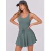imageCaracilia Womens Tennis Mini Dresses Workout Built in Shorts Golf Athletic Sleeveless One Piece Summer Active Romper DressGray Green