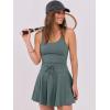 imageCaracilia Womens Tennis Mini Dresses Workout Built in Shorts Golf Athletic Sleeveless One Piece Summer Active Romper DressGray Green