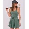 imageCaracilia Womens Tennis Mini Dresses Workout Built in Shorts Golf Athletic Sleeveless One Piece Summer Active Romper DressGreen
