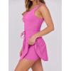 imageCaracilia Womens Tennis Mini Dresses Workout Built in Shorts Golf Athletic Sleeveless One Piece Summer Active Romper DressHot Pink