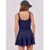 imageCaracilia Womens Tennis Mini Dresses Workout Built in Shorts Golf Athletic Sleeveless One Piece Summer Active Romper DressNavy Blue