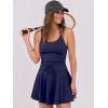 imageCaracilia Womens Tennis Mini Dresses Workout Built in Shorts Golf Athletic Sleeveless One Piece Summer Active Romper DressNavy Blue